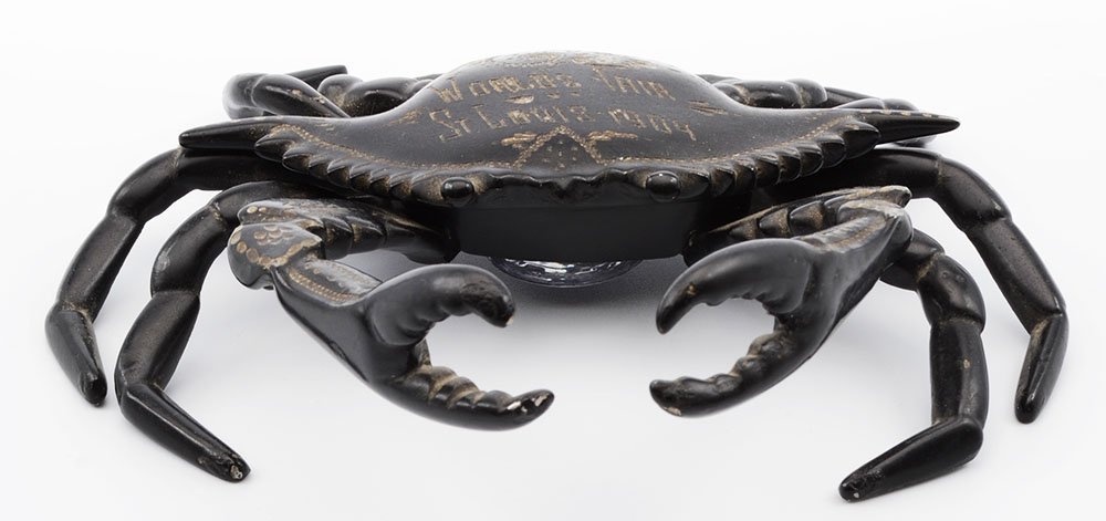 St. Louis World's Fair Crab Inkwell (1904) - Black Painted Metal